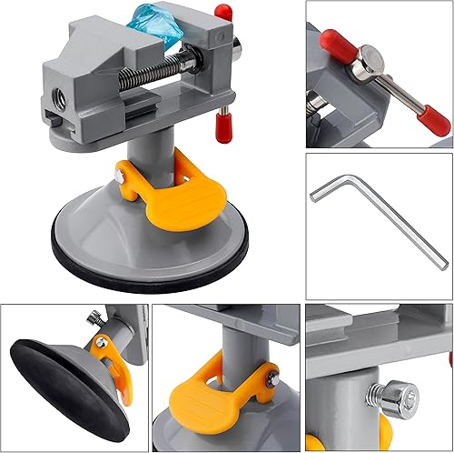 Miniatura 5 de Yakamoz Mini tornillo de banco de succión de 360 grados, abrazadera de mesa pequeña, tornillo de banco de trabajo para fabricación de joyas,