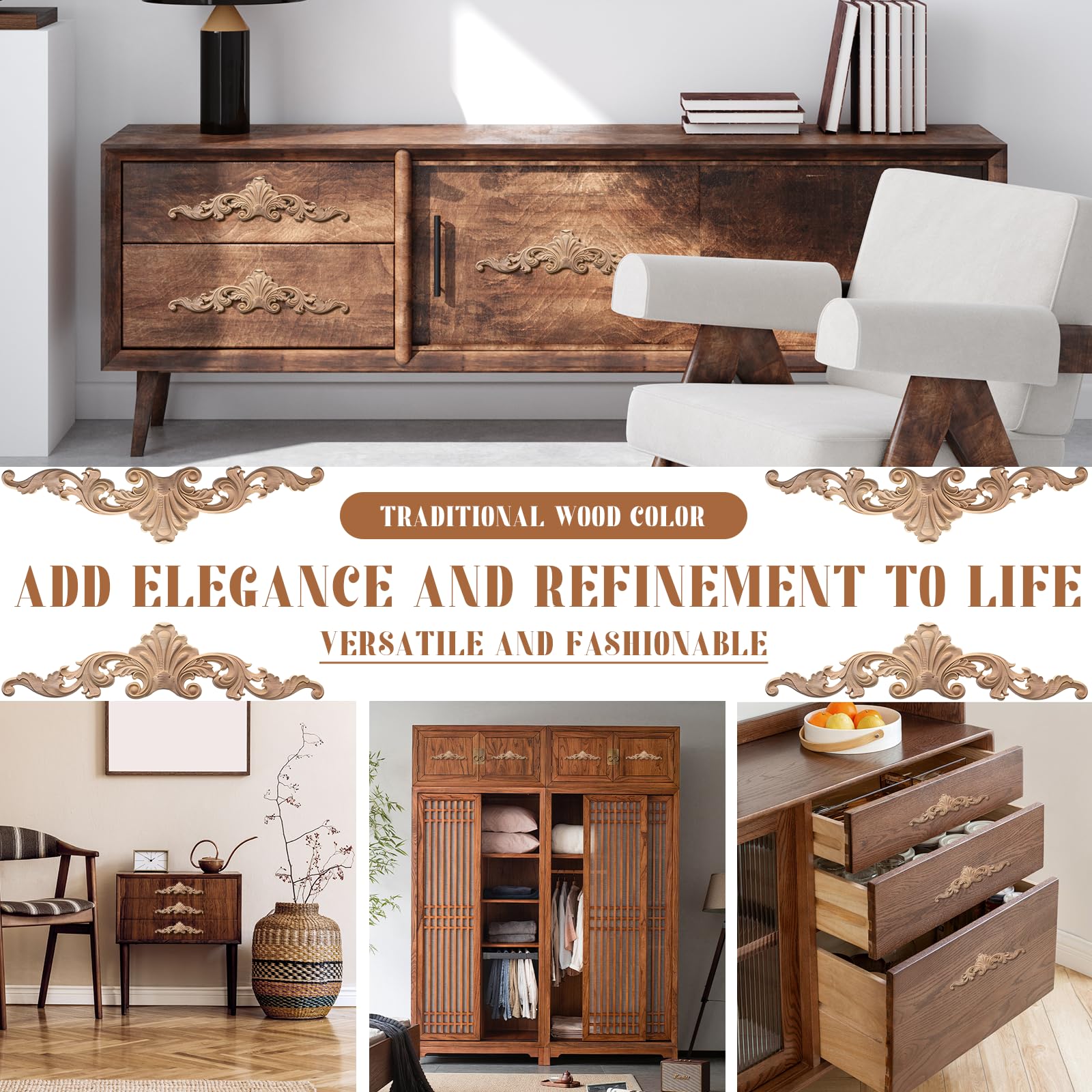 Lot De 5 Appliques Murales En Bois - Décoration Angle Porte Armoire DIY