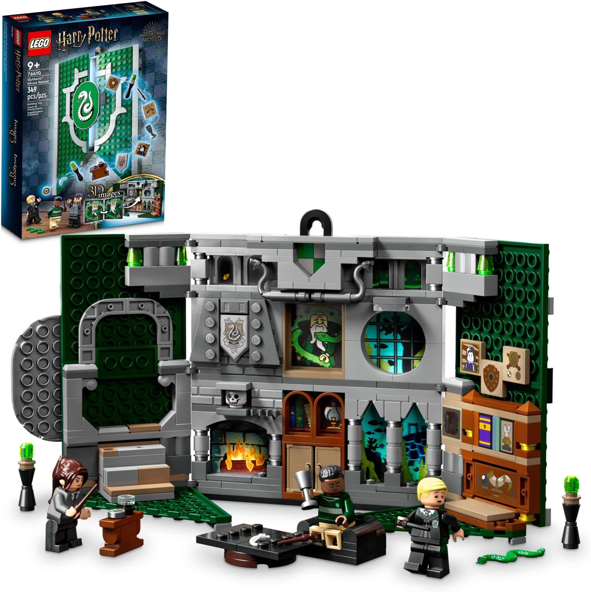Harry Potter Slytherin House Banner Building Set 76410 - Hogwarts Castle Common Room Toy or Wall Display, Collectible Harry Potter Gift Idea for Boys, Girls and Kids with Draco Malfoy Minifigure