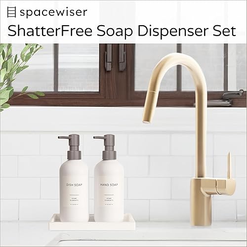 Miniatura 2 de Juego de dispensador de jabón de plástico  Dispensador de jabón para platos de plástico PET para cocina, botellas de loción de jabón de manos con