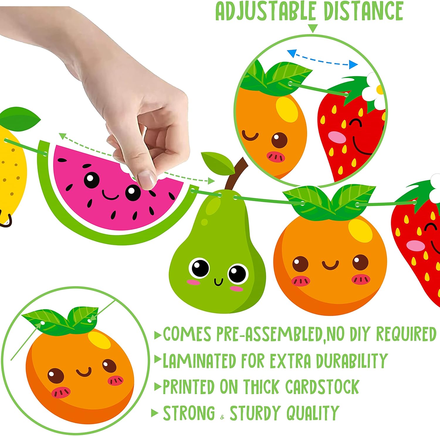 Fruit Theme Birthday Party Decorations Twotti Frutti Party Banner Cute Fruit with Smiling Face Patterns Garland for Summer Fruit Birthday Party Baby Shower Supplies - Image 5