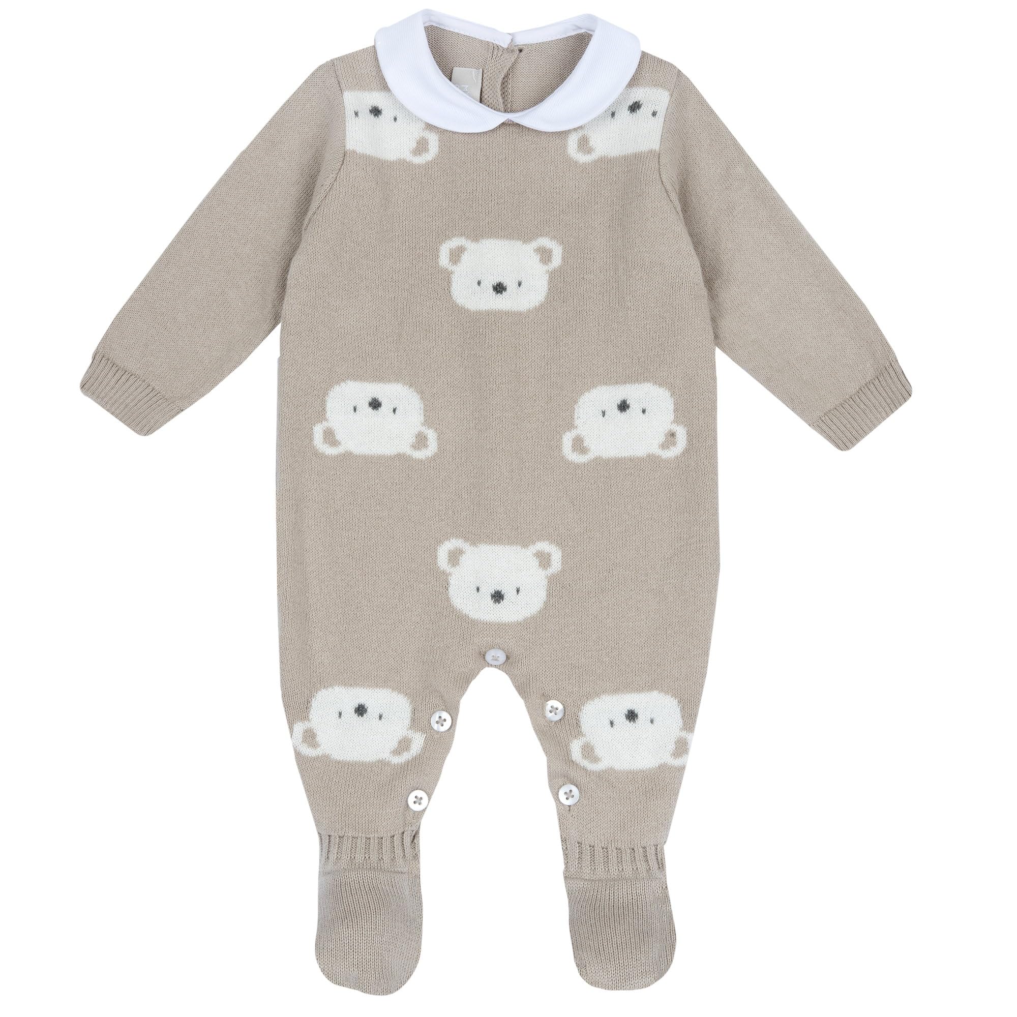 Chicco, Tutina in maglia con disegno jacquard, Beige, 3 mesi