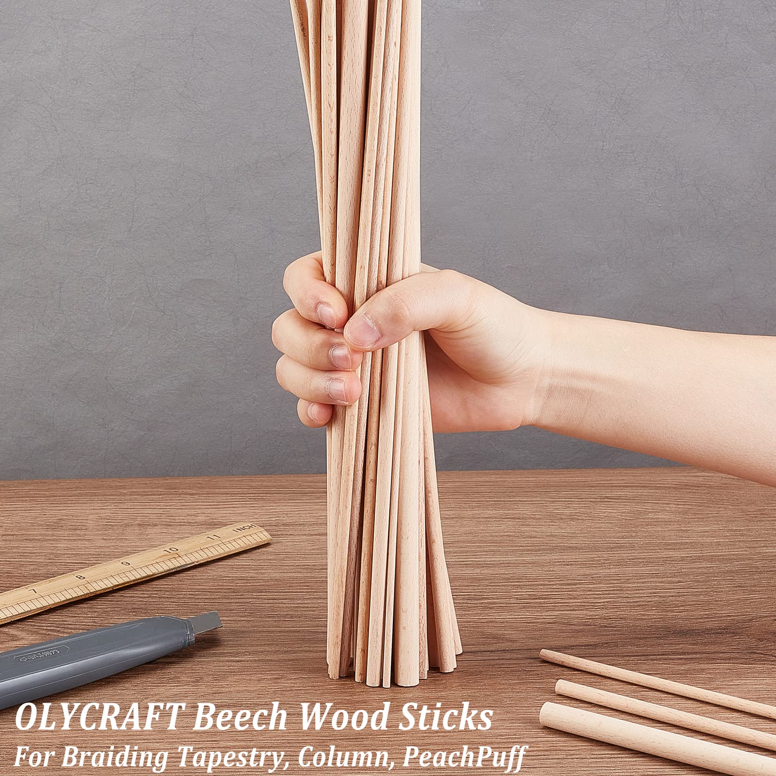 OLYCRAFT 36pz Bastoncini Legno di Faggio 3mm/4mm/5mm/6mm/8mm/10mm Diverse Misure Bastoncini Legno Faggio Tasselli Non Finiti Tasselli Rotondi Legni per Progetti Fai Da Te Artigianato Modellismo