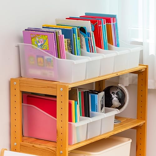 Miniatura 4 de IRIS Contenedor de plástico para libros de Estados Unidos, paquete de 8, caja de contenedor de conexión vertical para oficina, dormitorio, estudio,