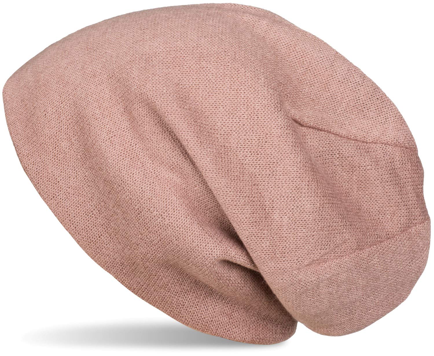 styleBREAKER Soft fine Knit Beanie Cap, Melange Optic, Slouch longbeanie, Unisex 04024109, Color:Old Rose