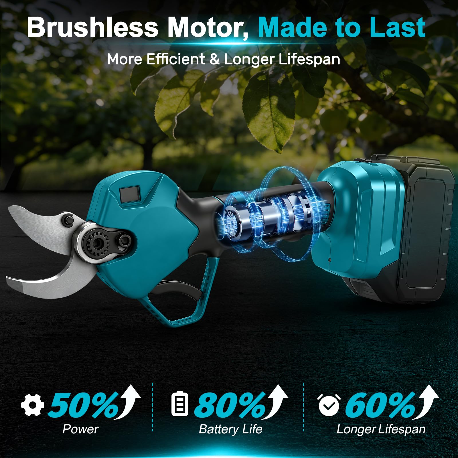 Cesoie da Potatura a batteria 2 in 1, Compatibile con Makita 18 V, Elettriche Potatura con Asta Telescopica 135CM, Cesoie 40 mm, Senza Spazzole Potatura per Potare alberi da frutto (senza batteria)