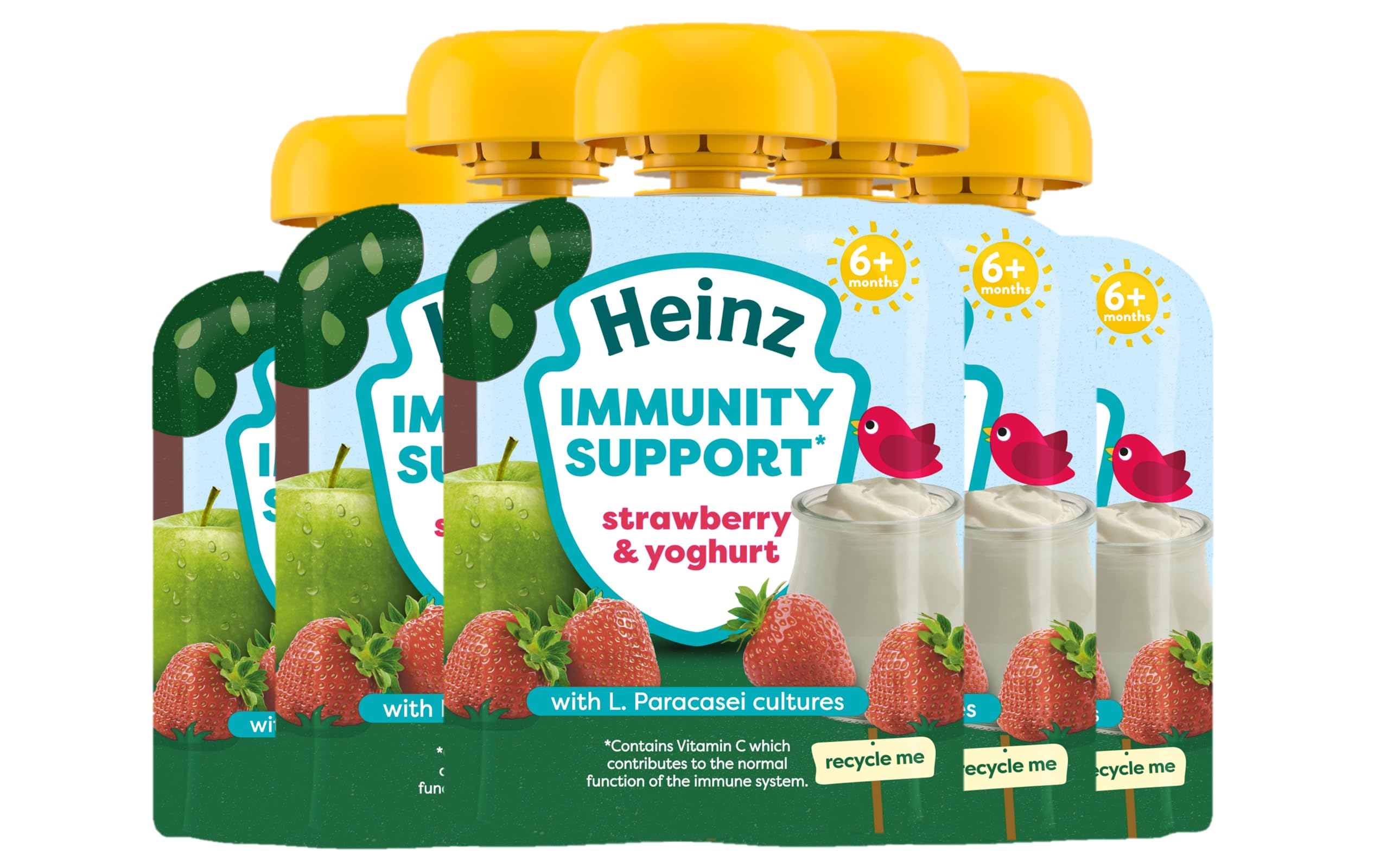 Heinz Baby Food Strawberry & Yoghurt Immunity Support Fruit Pouch 6x85g