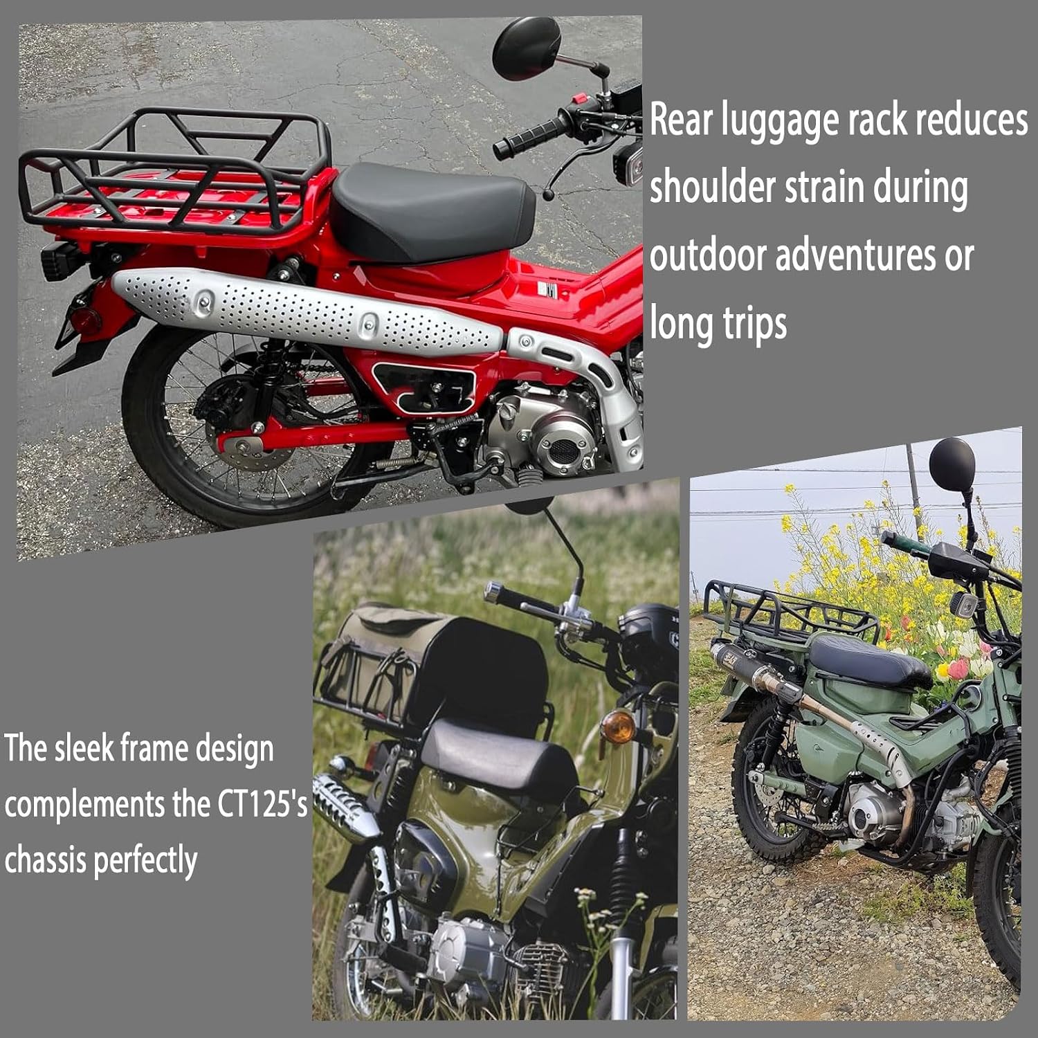 Motorcycle Rear Luggage Rack Replacement for Ho&nd&a Hunter Cub CT 125 /Trail125 Carrier Support Basket Holder Bracket Touring Accessories Storage Basket Square Rack