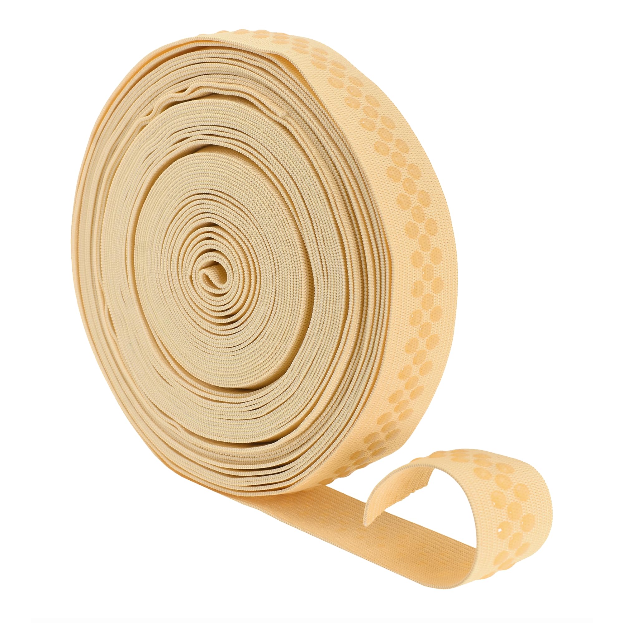 Mandala Crafts 1 Inch Elastic Silicone Gripper Tape for Clothing - 10 Yds Dotted Non Slip Elastic Band for Sewing - Blonde Silicone Flat Fabric