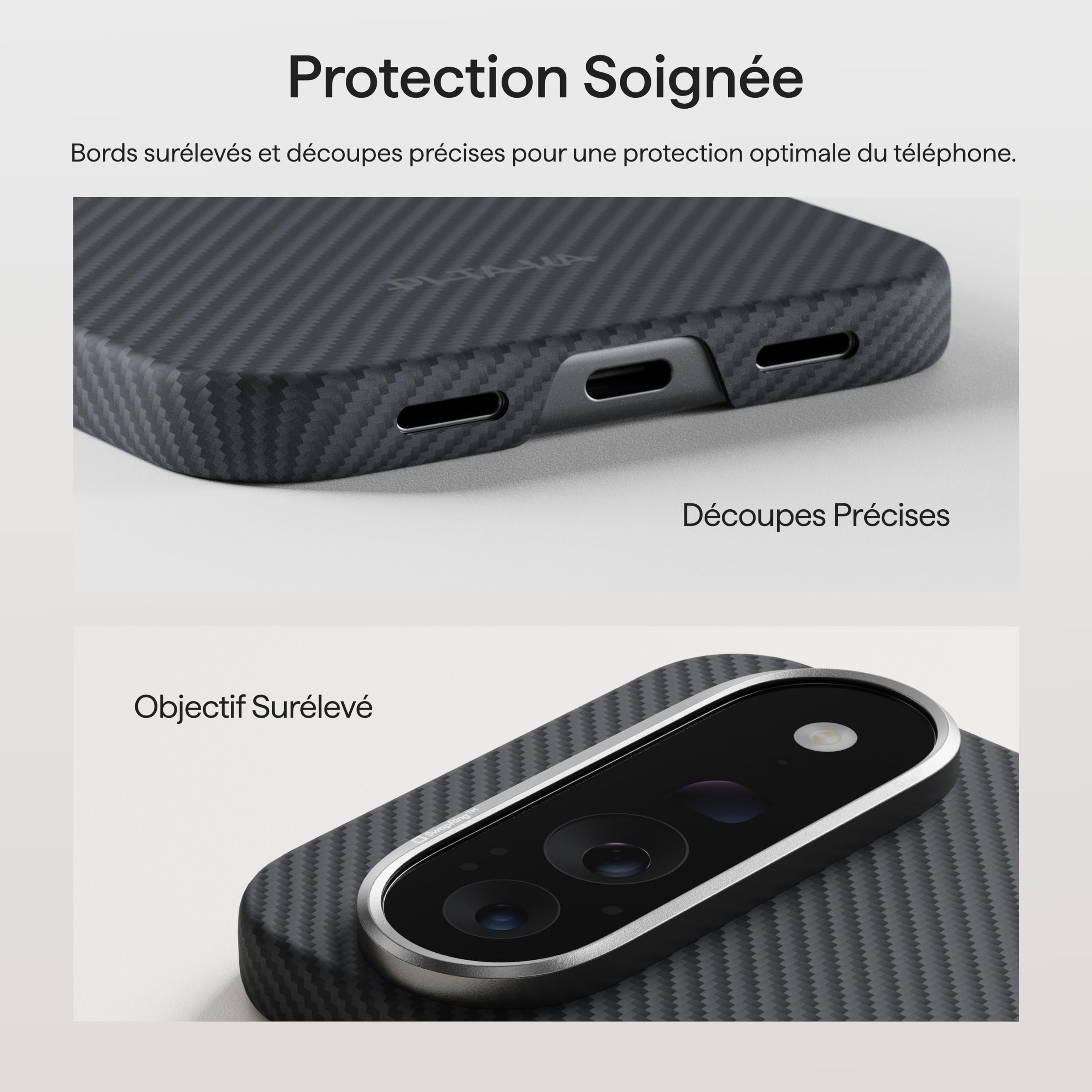 pitaka Coque Magnétique pour Pixel 11 Pro Aramide Mince et Légère Noir