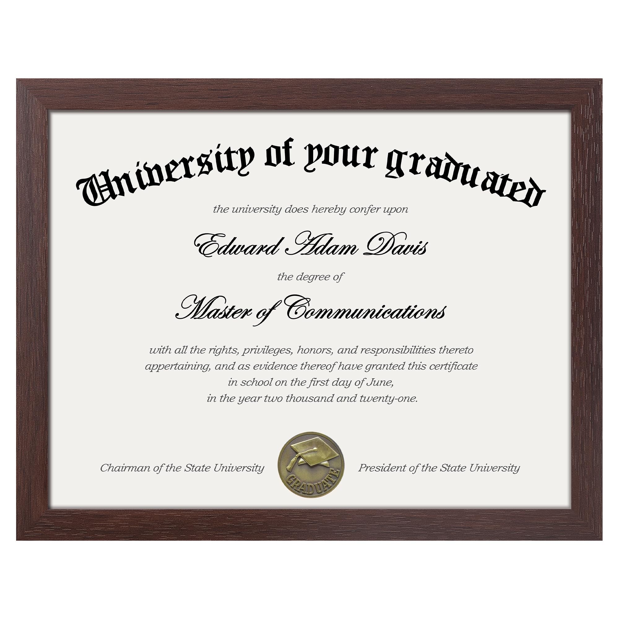 upsimples Certificate Frame, 8.5 by 11 Diploma Frames, 1 Pack, Brown