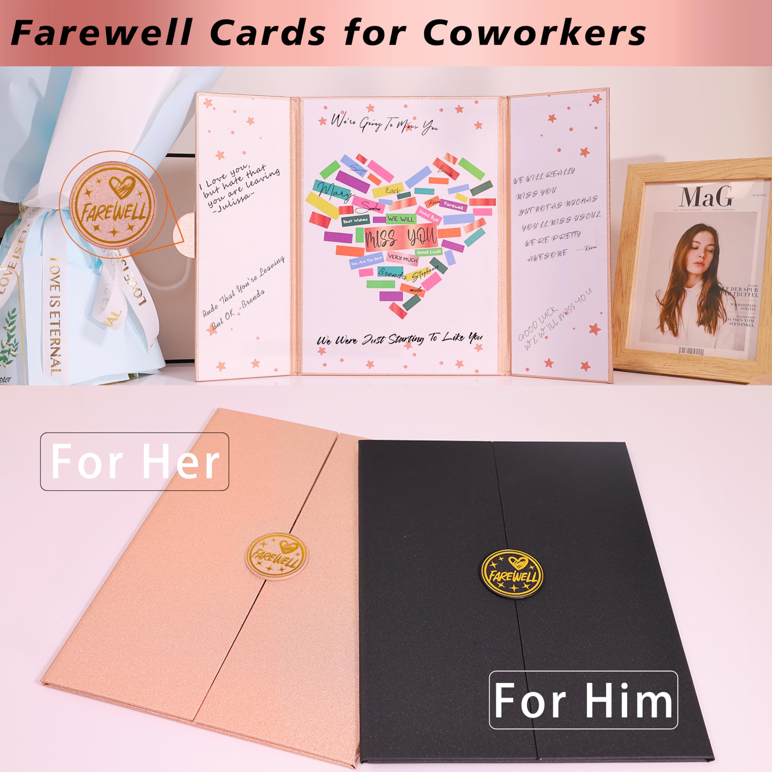 Libro de invitados de despedida, regalos de despedida para compañeros de trabajo, tablero de firma We Will Miss You, decoraciones de fiesta de jubilación feliz, tarjetas de despedida para