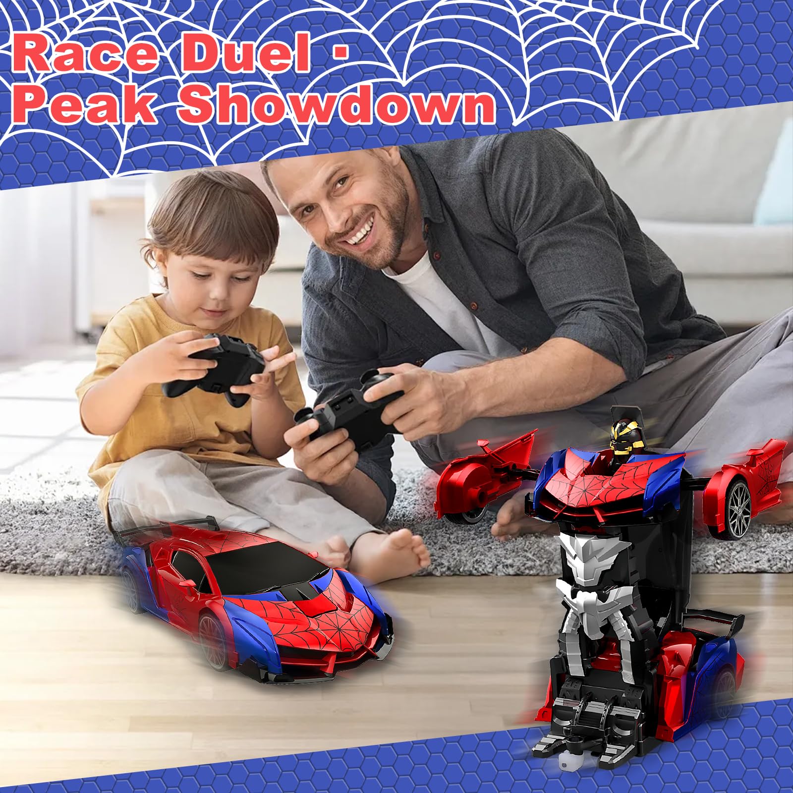 Macchina Telecomandata Robot, Spider Auto Radiocomandata da Corsa Veloce, 1:18 Macchinina RC Car Elettrica Giocattolo Gioco, Regalo Natale Bambini 3 4 5 6 7 8 9 10 11 12 13 14 Anni