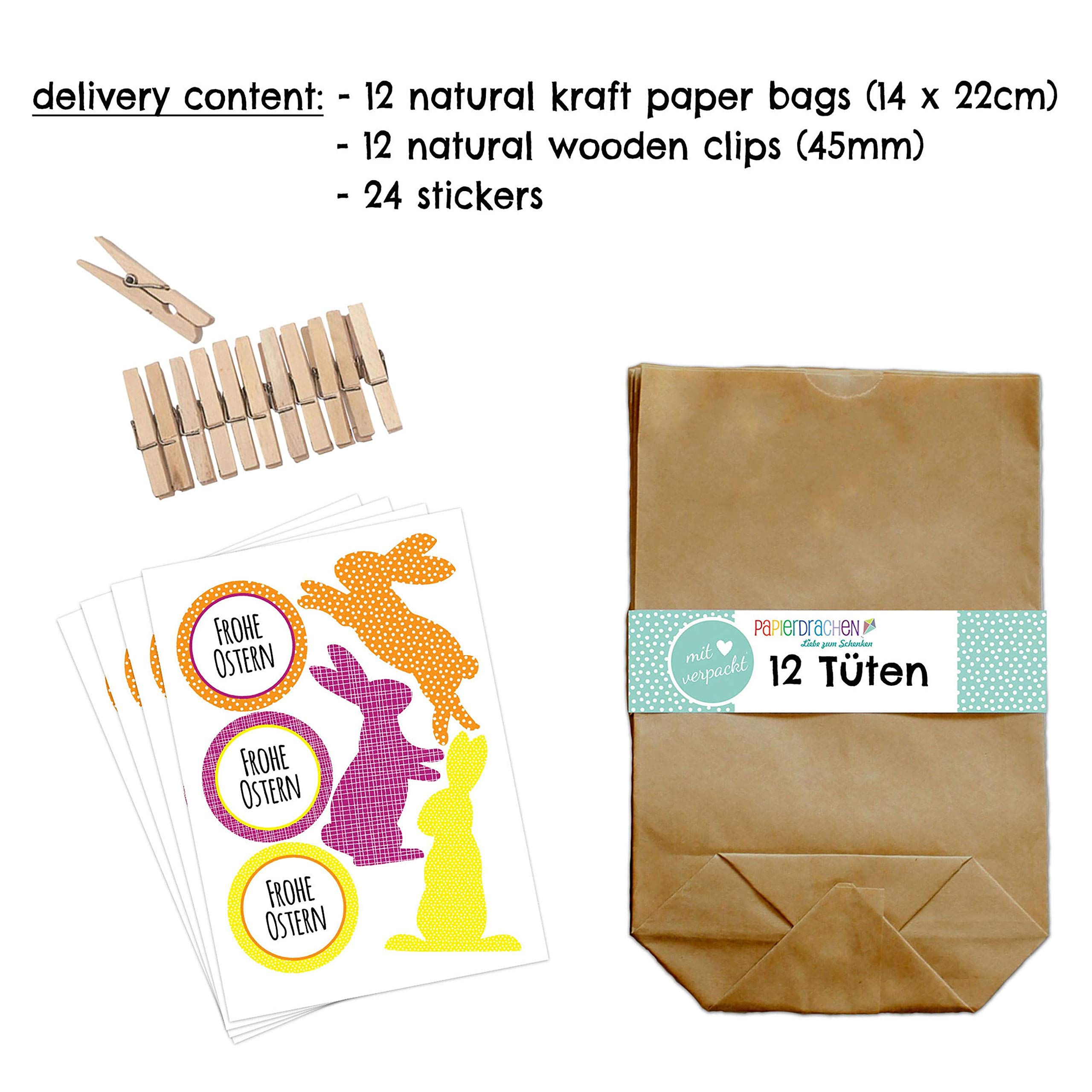 Kit Créatif 12 Sacs-cadeaux De Pâques à Faire Soi-même - Avec Autocollants Lapins Et Vœux - 11