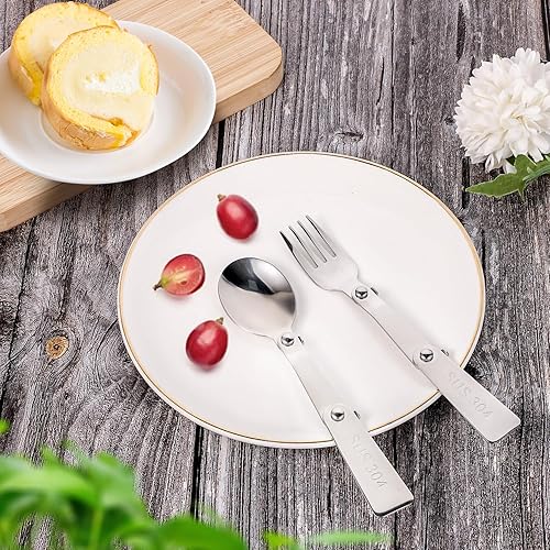 Miniatura 4 de Thermos FUNTAINER - Tarro de comida de 16 onzas, cuchara plegable multifuncional y tenedor de repuesto, vajilla portátil de metal plegable, cuchara