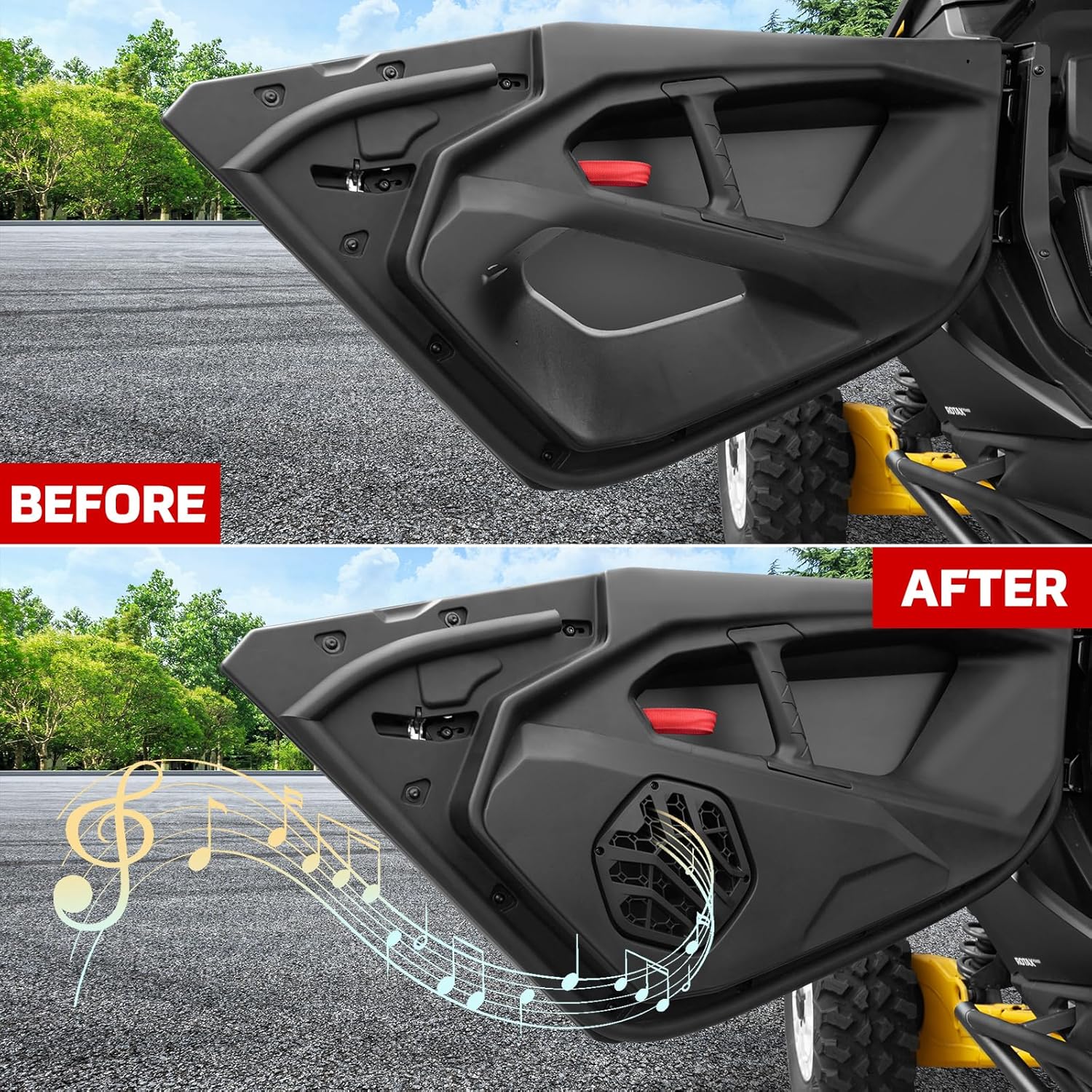 Condition photo showing New/Like New for 6.5" lower door speaker pods for 2024-2025 can-am maverick r, front speaker enclosures weatherproof mesh holder for can am maverick r max x rs 2024+ accessories(speakers not included)