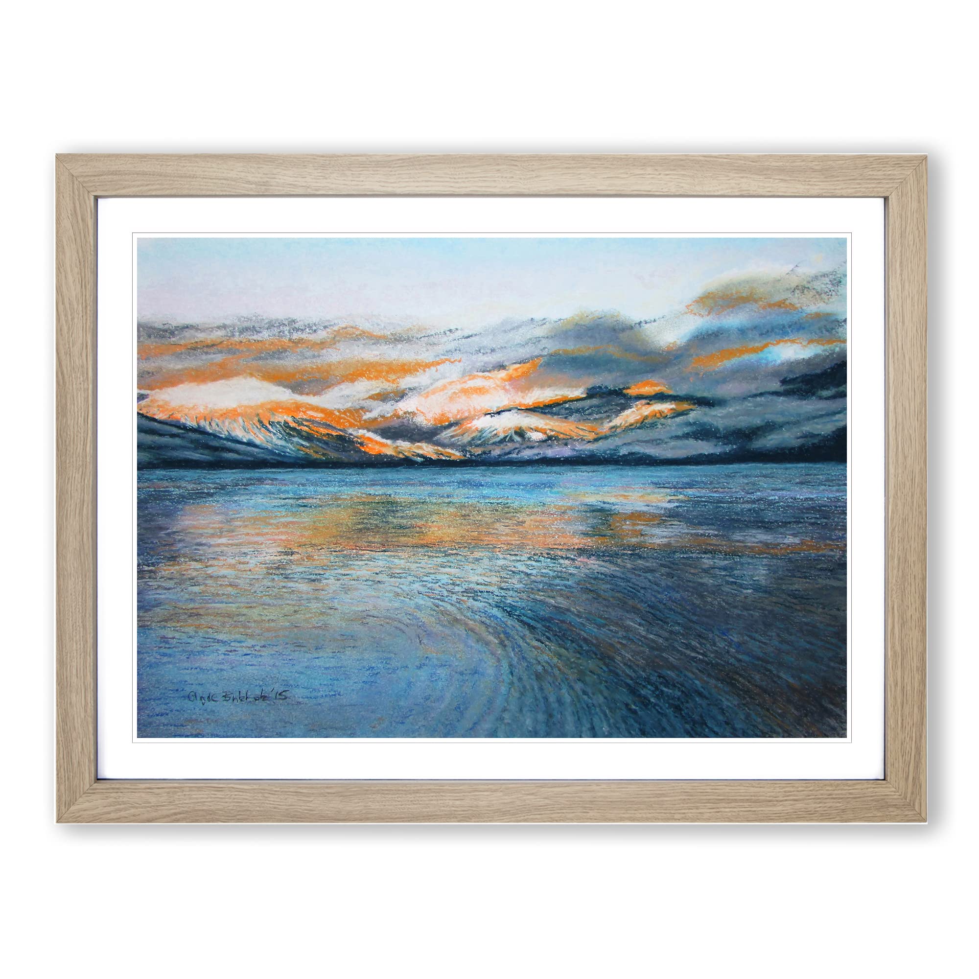 J.M.W. Turner View from Birchwood Hil Classic Painting Framed Print, Oak, A3 (46 x 34 cm)
