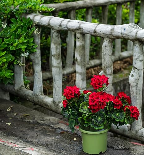 Miniatura 6 de Mumiko 2 piezas de geranios artificiales de seda de 19 pulgadas, cesta colgante de jardín al aire libre, porche, decoración del hogar