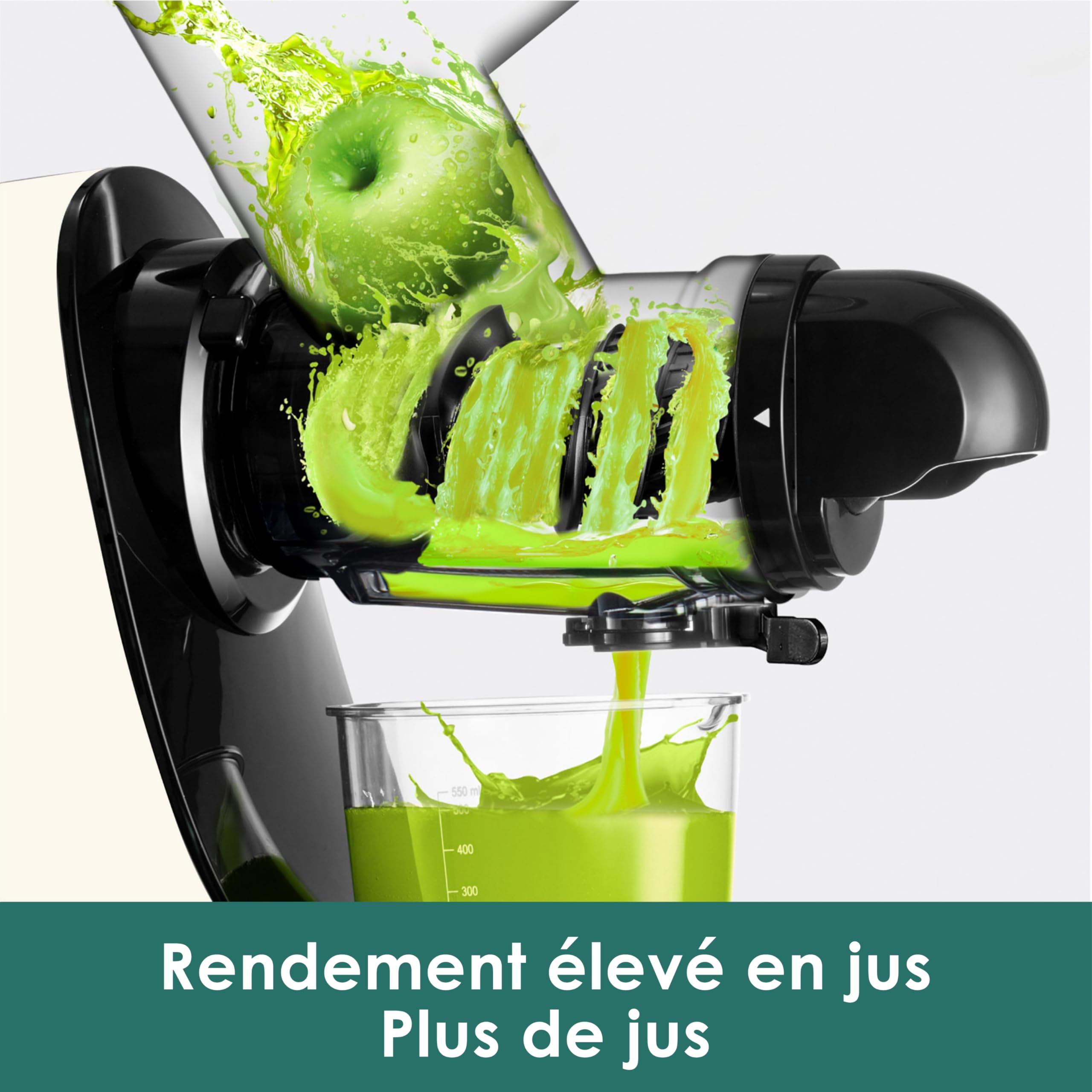 Fretta Extracteur de Jus à Pression à Froid, Goulotte d'alimentation Large de 76 MM, Presse-agrumes à Froid sans BPA, Extracteur de Jus de Fruits et Légumes, Recettes de Jus Incluses (Blanc)