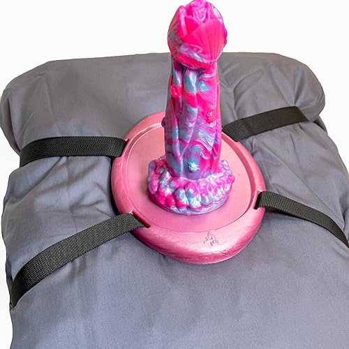 Twisted Fantasies Creamy Pink Mastr Mount Pillow & Towel Strap Platform Base for a Suction Cup Dildo, Handmade in The USA, Adult Sex Toys Stand (Dildo and Pillow not Included)