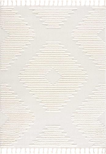 Miniatura 2 de Hauteloom Noah Palimbang - Alfombra suave de pelo largo neutro para sala de estar, dormitorio, pelo de felpa alta y baja, estilo bohemio de granja,