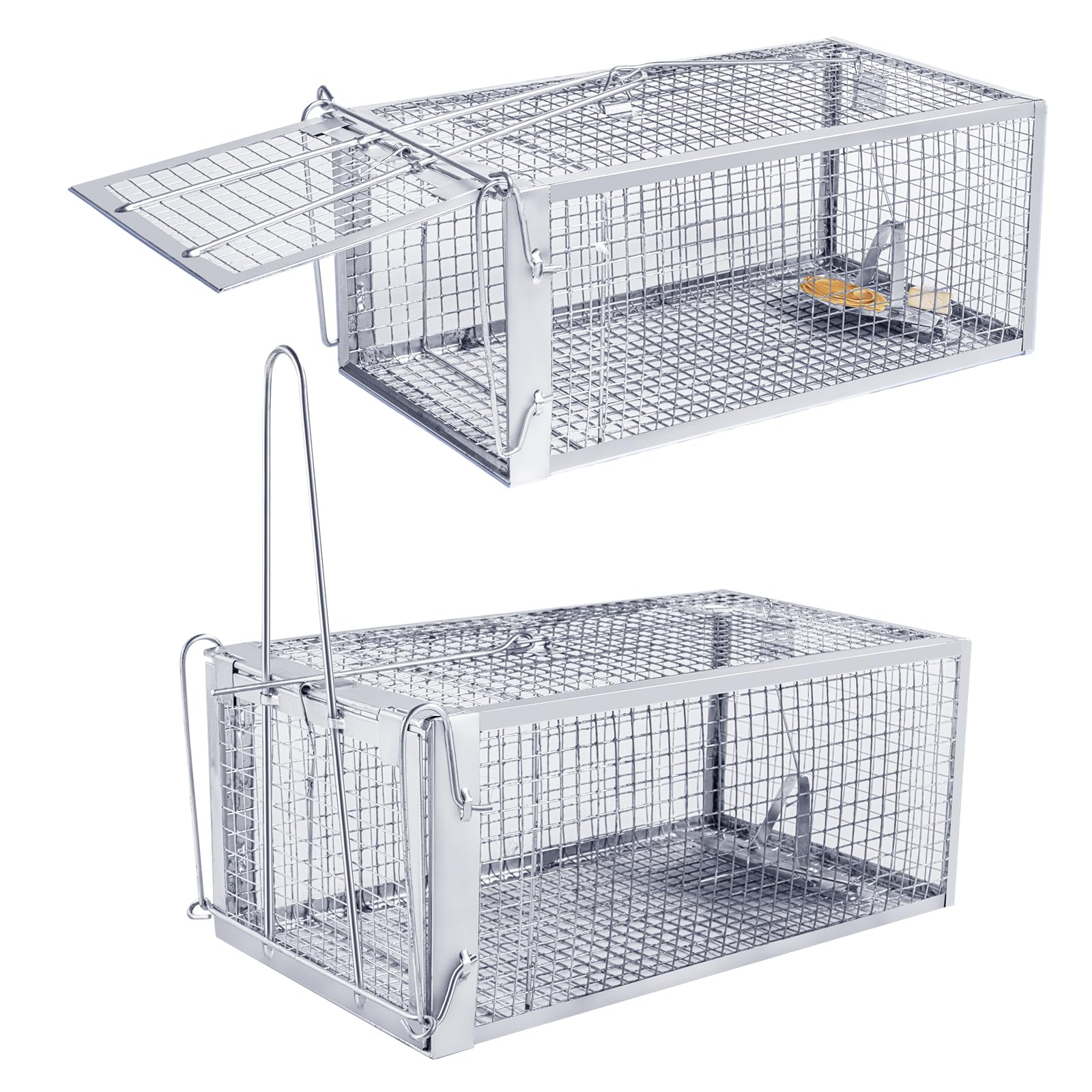 Kwaiyole Extra Large Humane Rat and Mice Traps,2 Pack Effective Live Cage Traps for Outdoor and Indoor,Live-Catch Mouse Rat Trap,Pets and Children Friendly, Sturdy Highly Sensitive Catcher