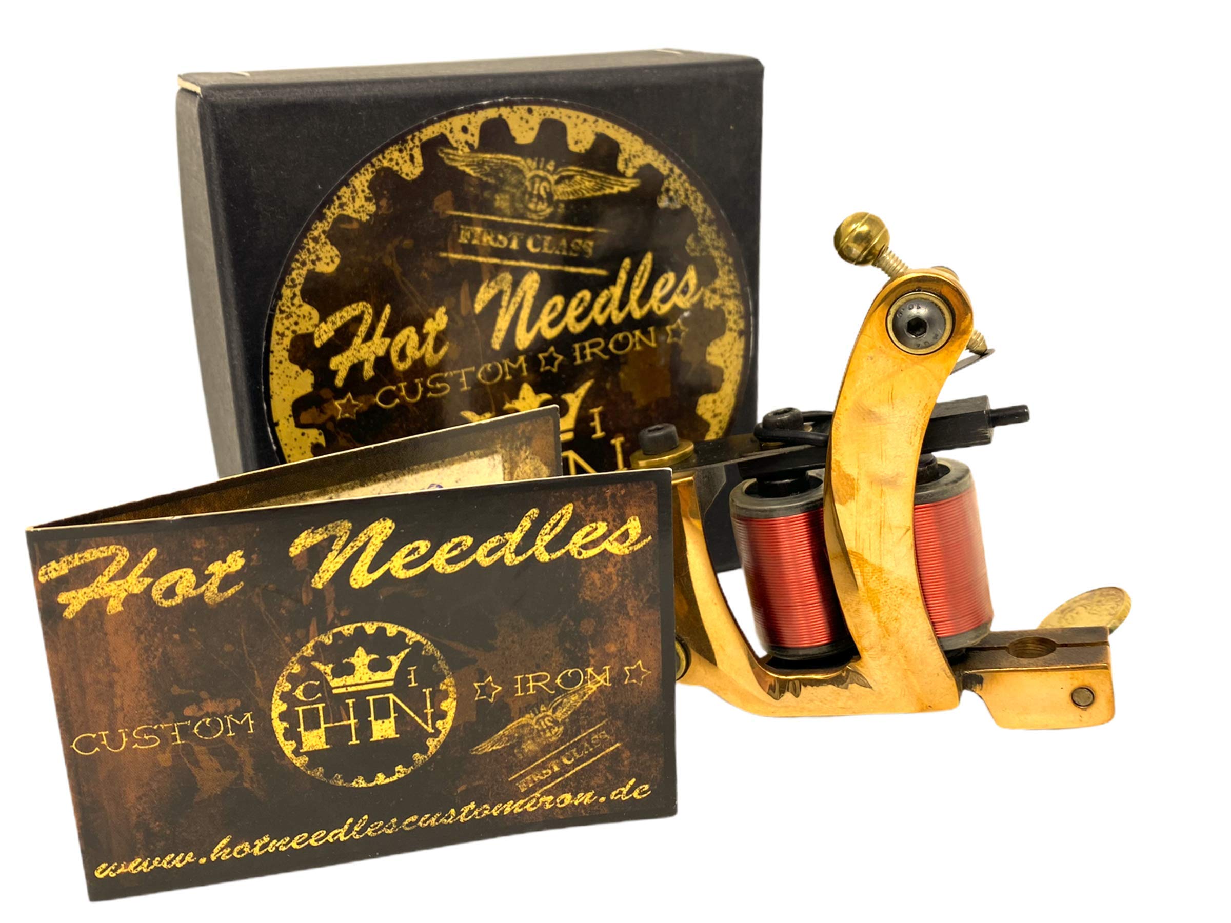 INKgrafiX® Hot Needles - POWER SHADER - Gold - 10Wrap - Deutschland - Studioqualität - Spulenmaschine - IG57747 - Tattoo Maschine Tattoomaschine Spule Spulen
