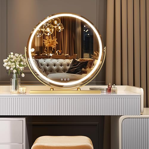 Miniatura 6 de Hasipu Espejo de tocador con luces y Bluetooth, espejo de maquillaje LED de 24 pulgadas, espejo de maquillaje iluminado con luces, control táctil