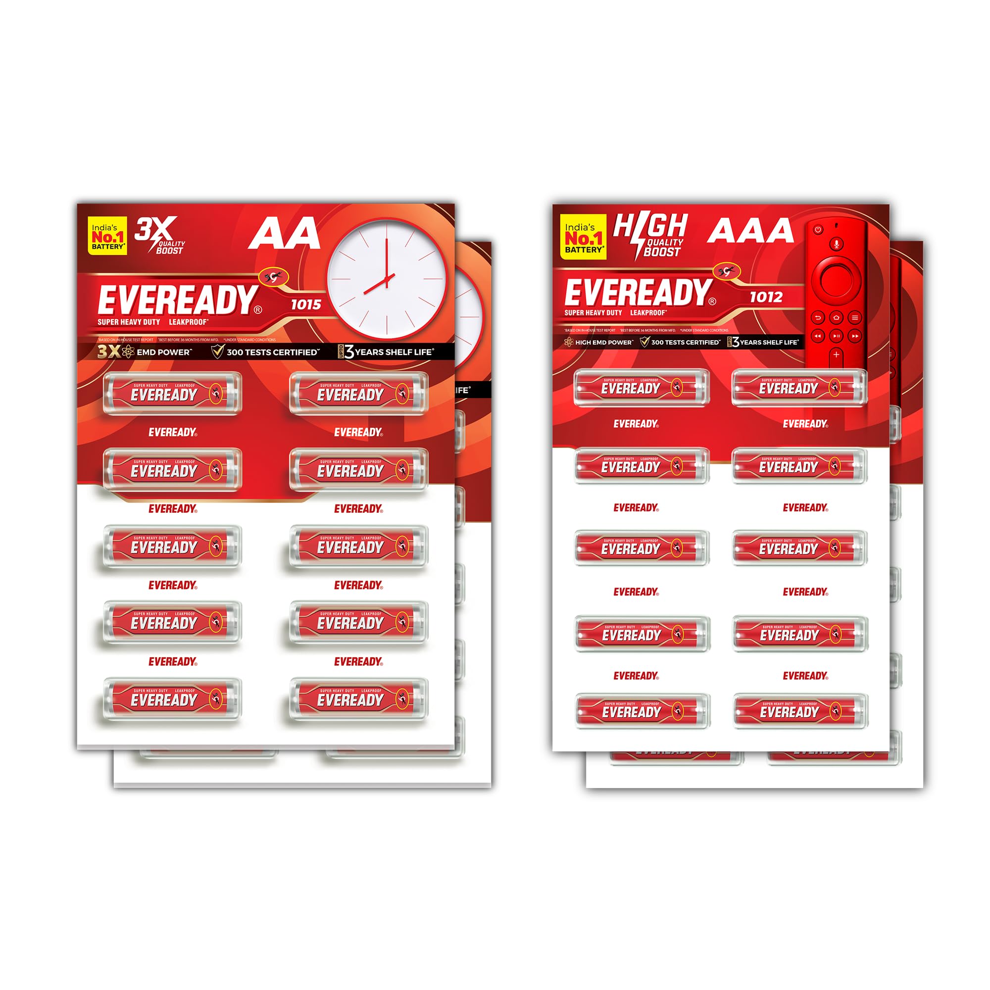 Eveready Carbon Zinc AA Battery Pack of 10 X 2 + AA Battery Pack of 10 X 2, Anti-Leak, 3X EMD Power, 300 Test Certified, Suitable for Regular-Drain Devices & Toys-image-33