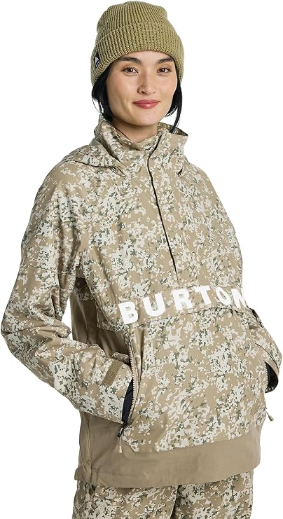 Burton Women's Frostner 2L Anorak Jacket, Snowfall Camo/Summit Taupe, XXS