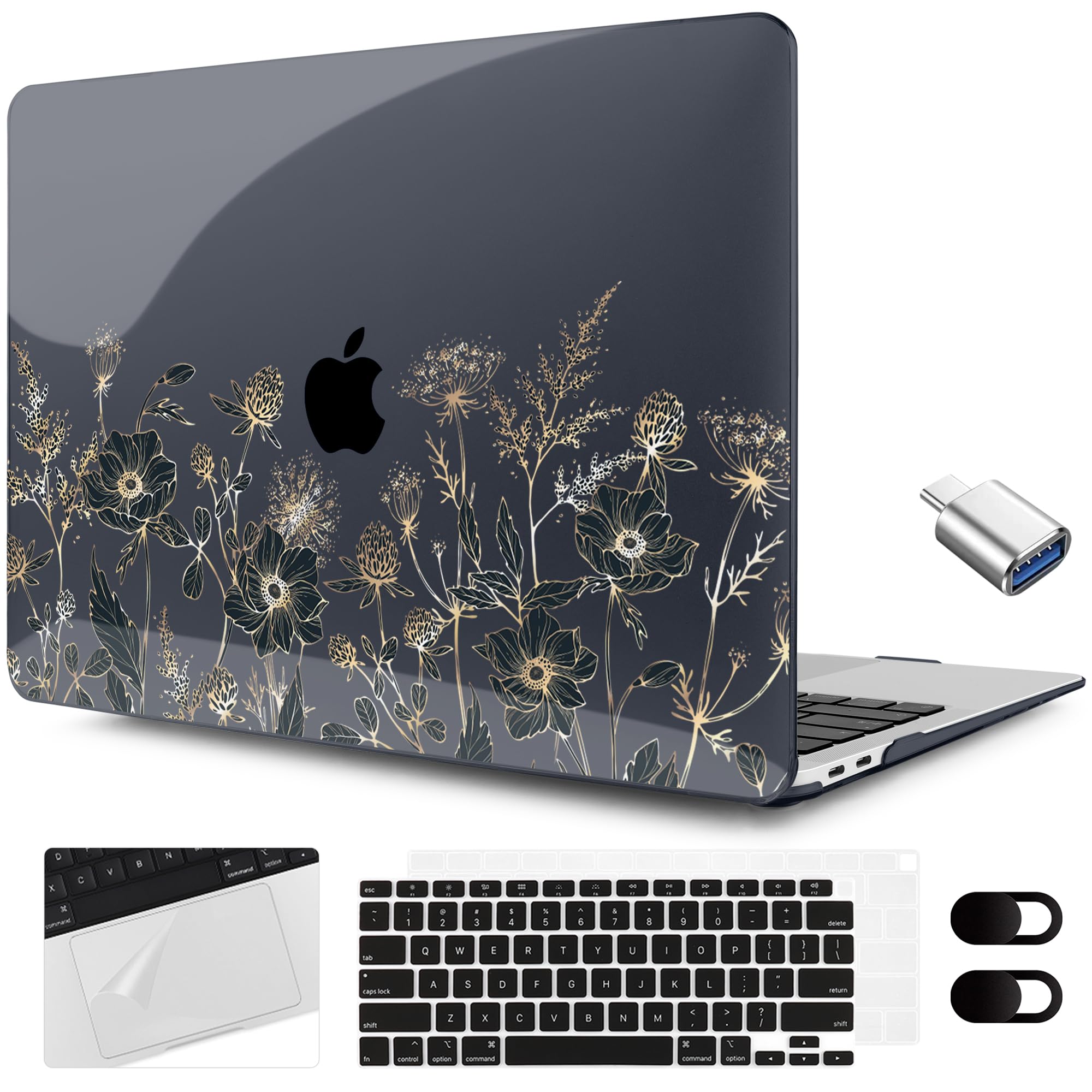 Funda MeeGooDo para MacBook Air de 13,3 pulgadas 2021 2020 2019 2018 A2337  M1 A2179 A1932, funda para MacBook Air M1, carcasa rígida con teclado,