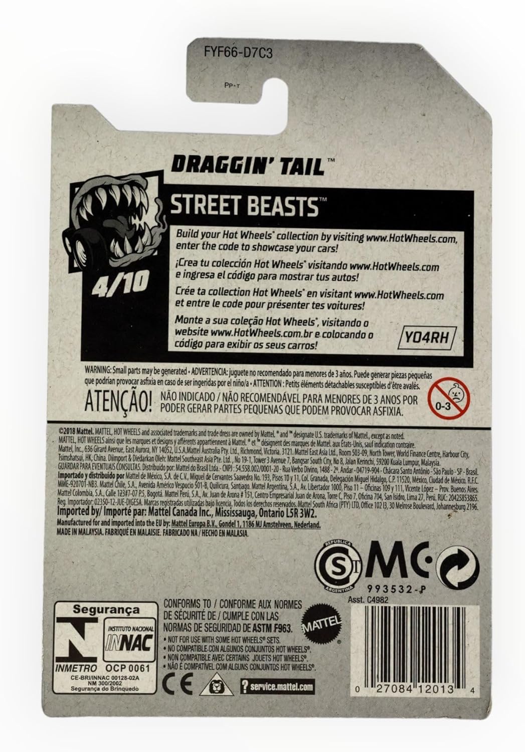 Hot Wheels 2019 Street Beasts - Draggin' Tail, 191/250 Pink