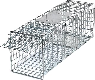 24 Inch Humane Live Animal Cage Trap Catch Release Rodent Cage for Rabbits, Groundhog, Stray Cat, Squirrel, Raccoon, Mole, Gopher, Chicken, Opossum, Skunk, Chipmunks