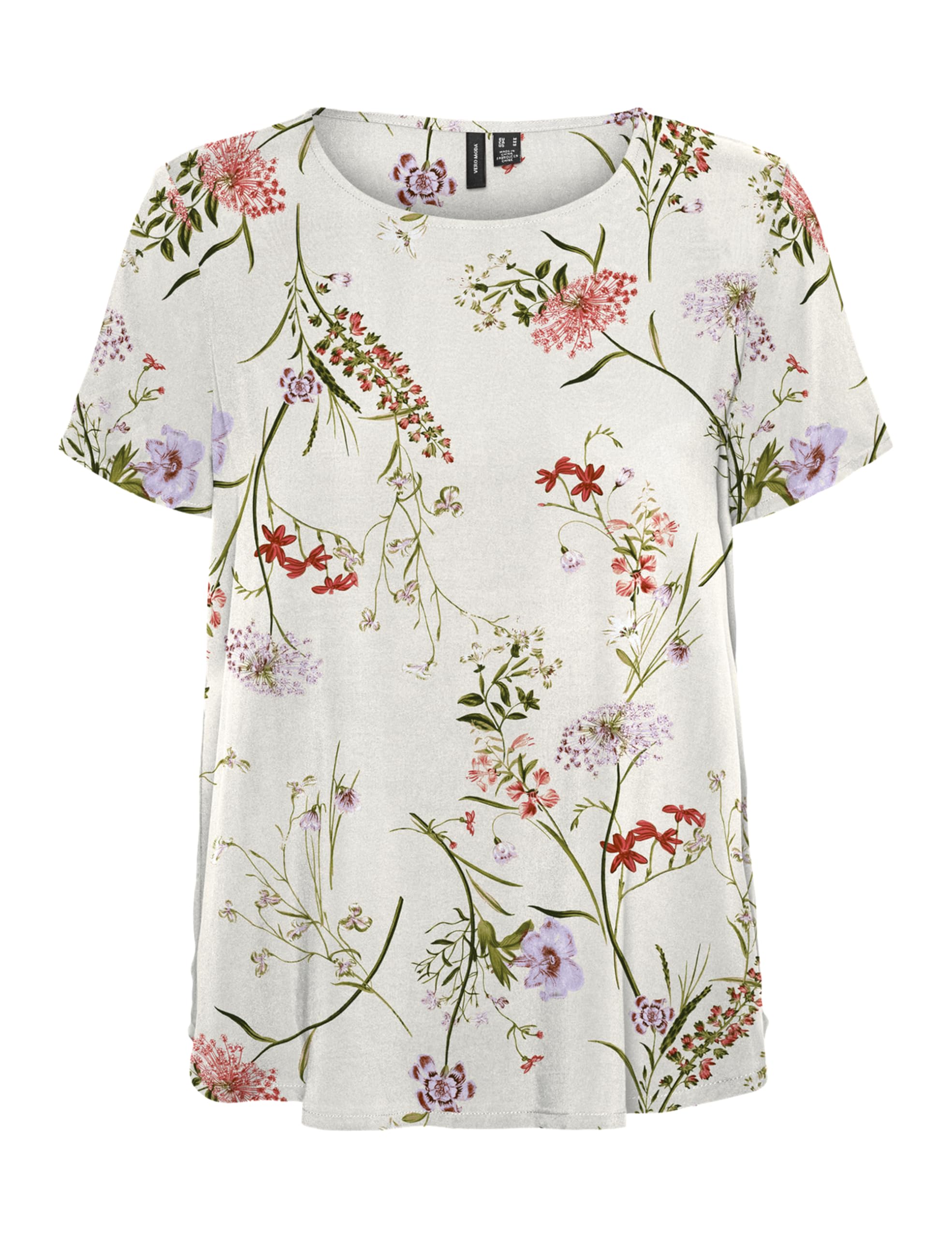VERO MODA Women's Vmeasy Joy S/S Top WVN Ga Blouse, Birch/AOP: vicka, M