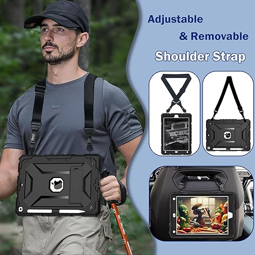 Miniatura 3 de TIMISM Funda para iPad de 987 generación (10.2 pulgadas) - Protección completa con protector de pantalla, correa de hombro ajustable, soporte y