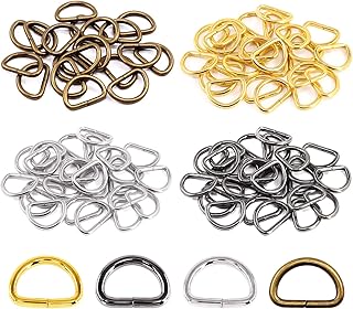 Swpeet 120Pcs 3/4 Inch - 20mm 4Colors Multi-Purpose Metal D Ring Semi-Circular D Ring for Hardware Bags Ring Hand DIY Accessories (Mixed Color, 3/4 inch)
