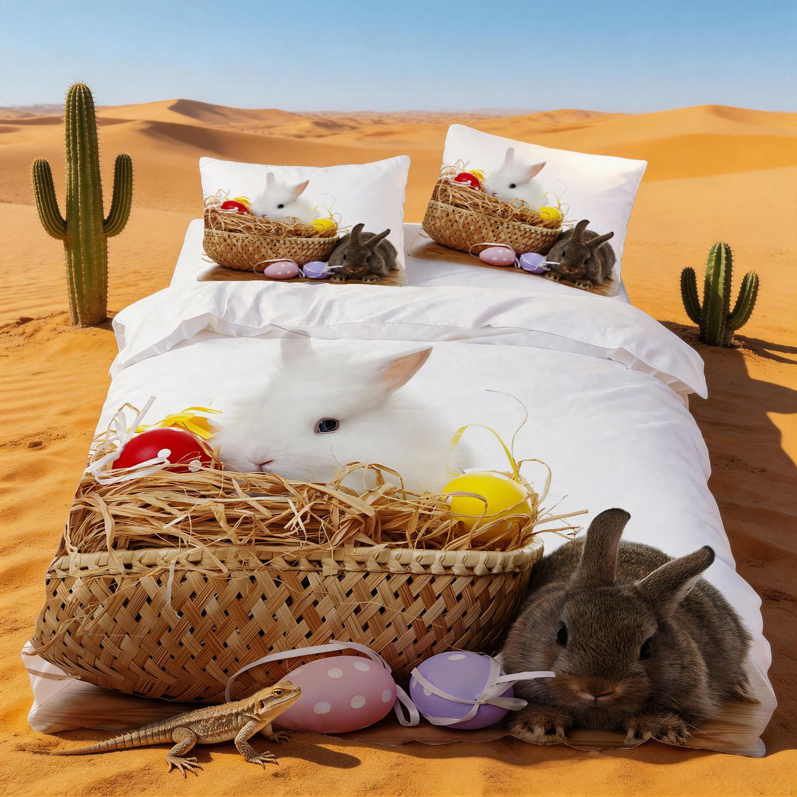 Housse de couette 240 x 260 lapin anti-plis pour un lit toujours impeccable
