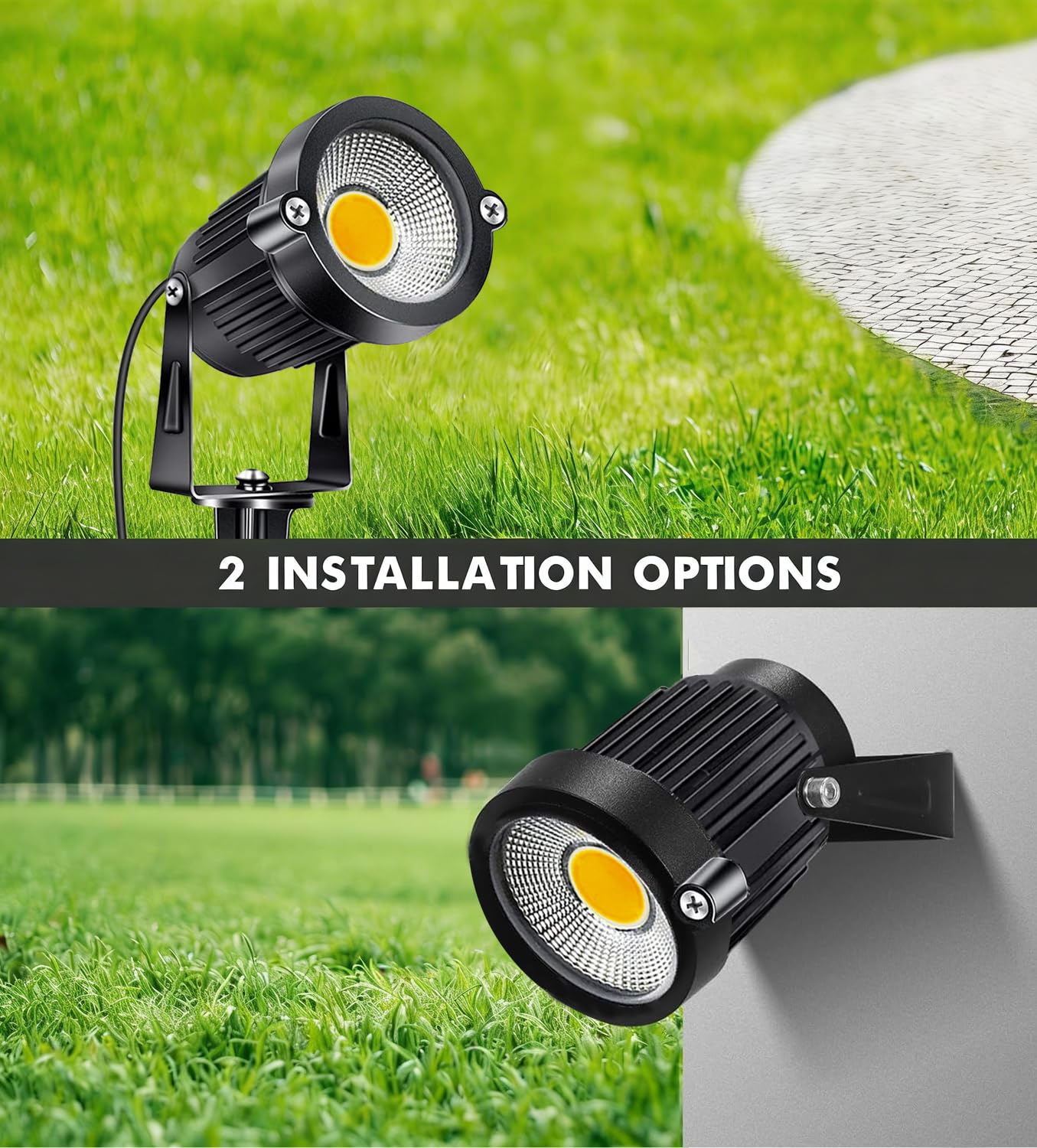 Gartenleuchte mit Erdspieß 5W LED Gartenstrahler IP66 Wasserdicht Gartenlampe mit Stecker Warmweiß 3000K Led Strahler für Außen Garten Rasen Baum Wiese(8er Pack)