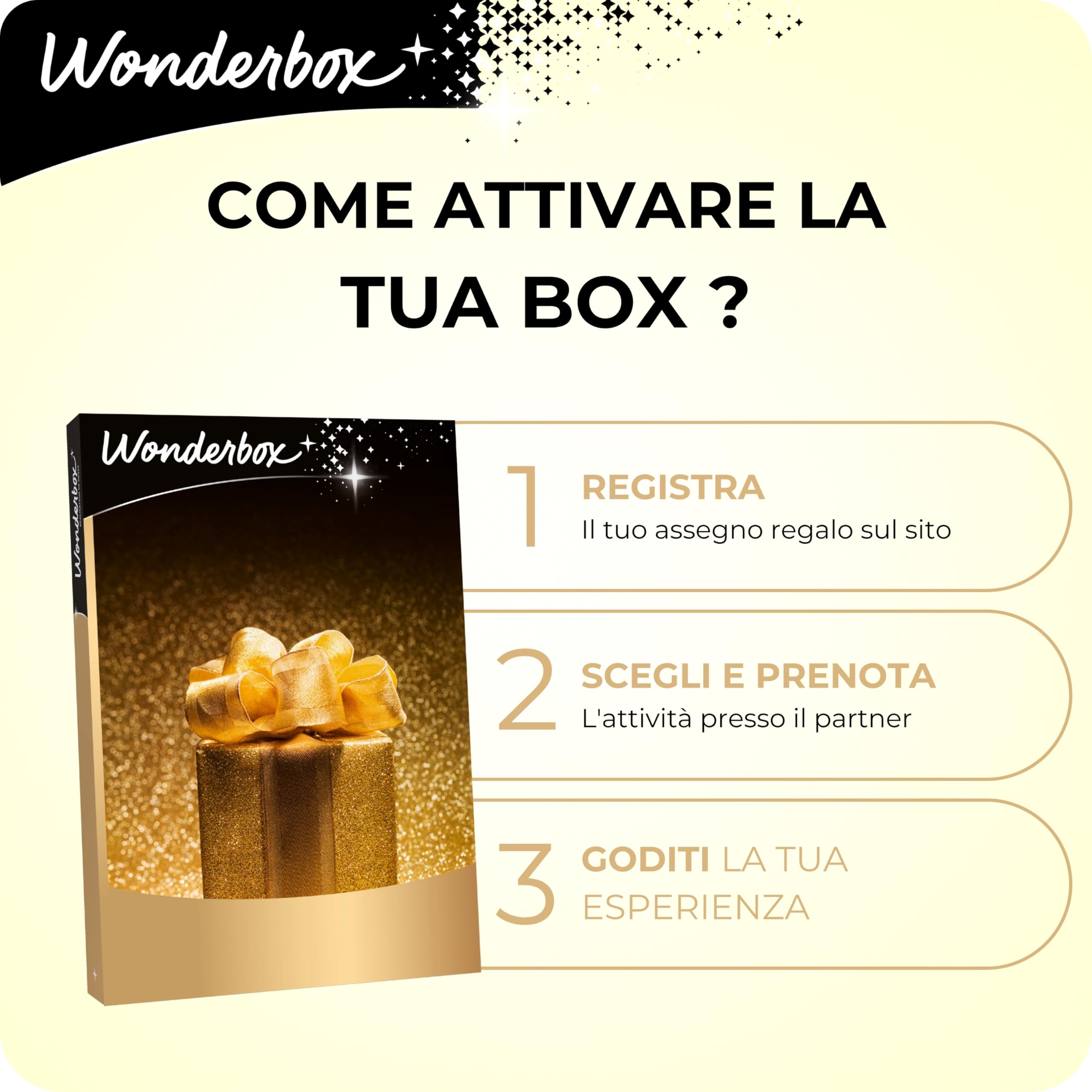 Wonderbox - Cofanetto Regalo - Auguri Da Sogno - 1 o 2 persone - 4200 attività : Soggiorni, Benessere, Sport & Tempo Libero | 1 attività a scelta - Più di 4200 esperienze - Soggiorni, benessere o sport & tempo libero