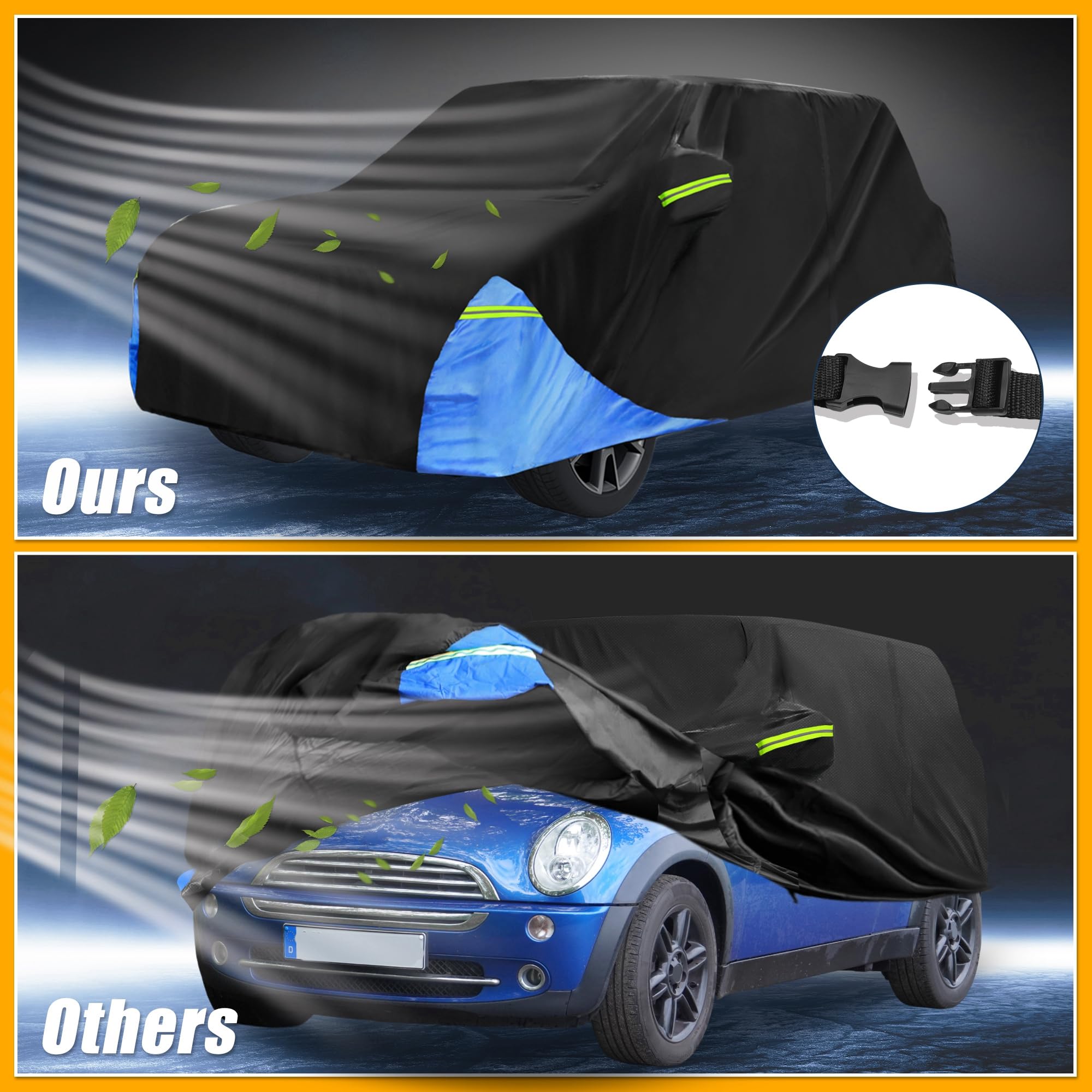 Partuto Car Cover Waterproof All Weather 210D UV Sun Rain Protection for Mini Cooper 2DR with Left Side — view 5