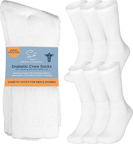 6 pares de calcetines de algodón no vinculantes para diabéticos con parte superior extra ancha para hombres y mujeres disponible en Yaxa Peru