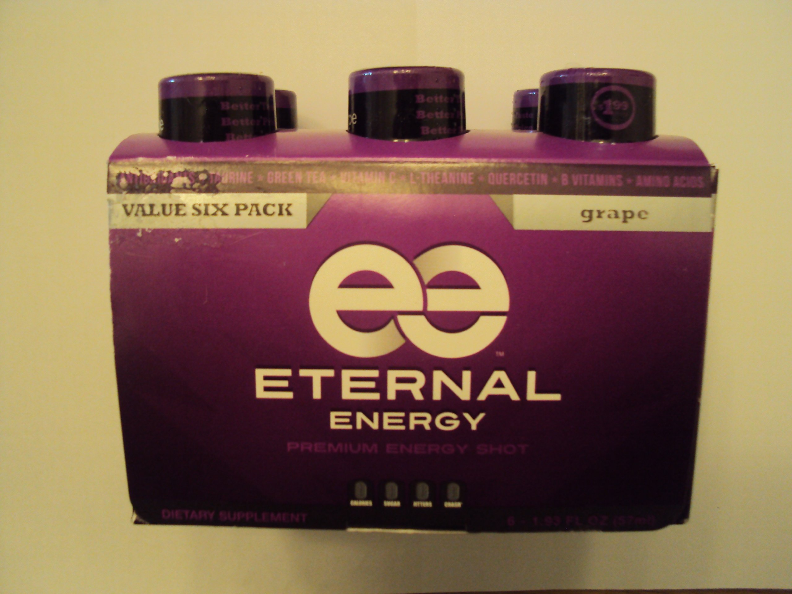 Eternal EnergyGrape flavor 2 (6 Pack) with minerals, 25 vitamins, amino acids and antioxidants. ZERO SUGAR! 12 bottles total.