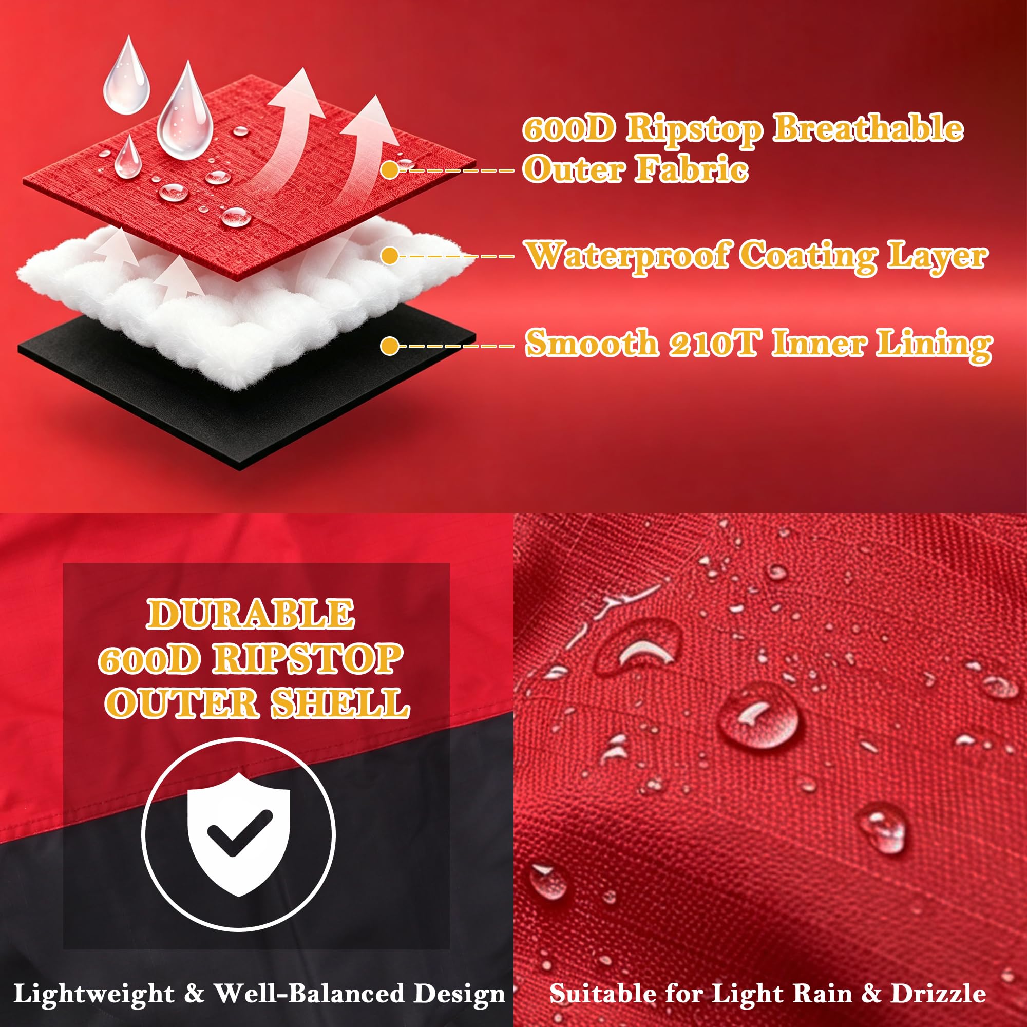 Leberna Alfombra 600D para caballos sin relleno, impermeable, ligera, transpirable, estándar, cuello completo, para lluvia de caballos (rojo/negro, 6 pies)
