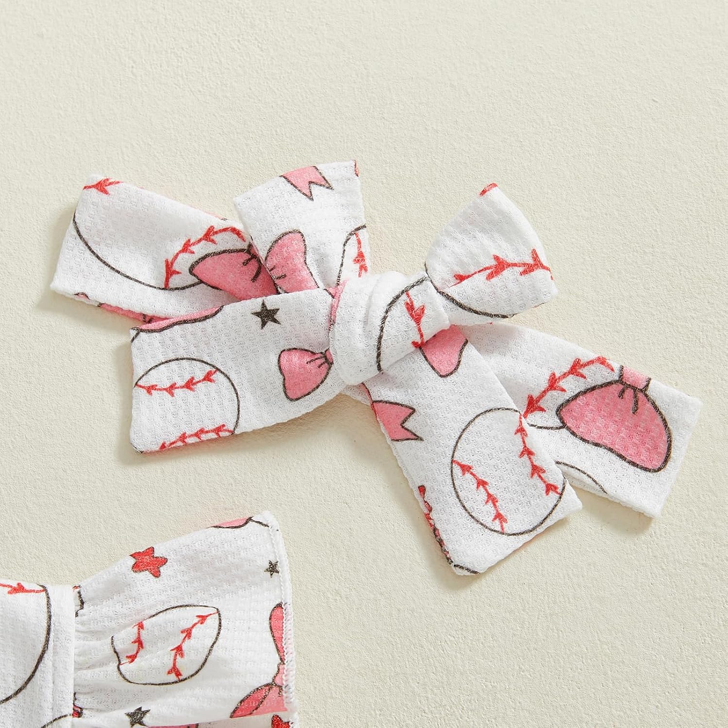 Newborn Baby Girl Baseball Outfit Baseball Bow Print Ruffle Sleeve Romper Cute Bodysuit Infant Summer Clothes - Image 4