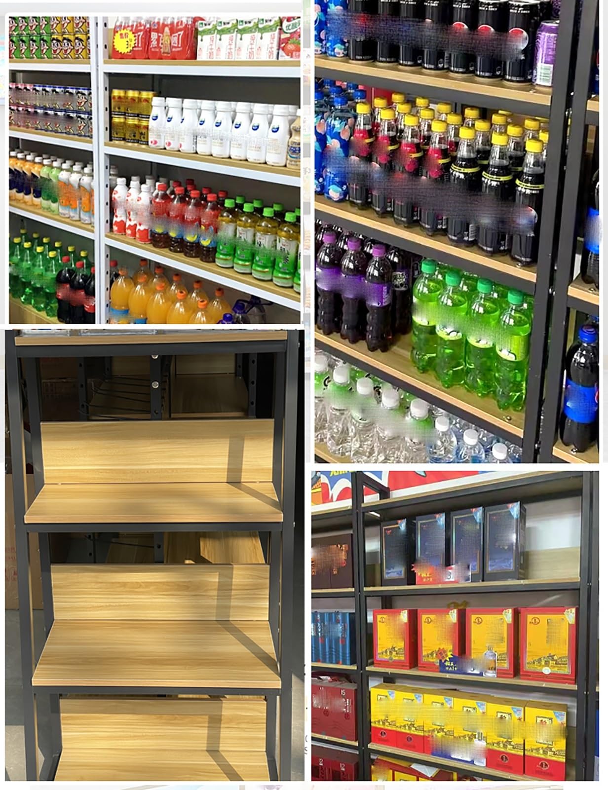 Estanteria Tablero de Madera de Acero para Refrigerios de 5 Niveles, Organizador de Snacks Independiente para Empresas, Soporte de Almacenamiento de Snacks para Supermercado/Cocina/Cine