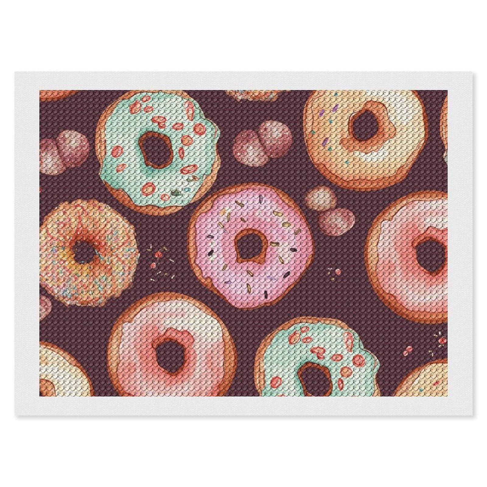 NONHAI Diamond Painting Kits for Adults - DIY Diamond Art Kits for Beginners - Full 5D Paint Drill Diamond Dots Paintings- Pretty Donuts Diamonds Pictures Gem Art and Craft Wall Decor 12"x16"