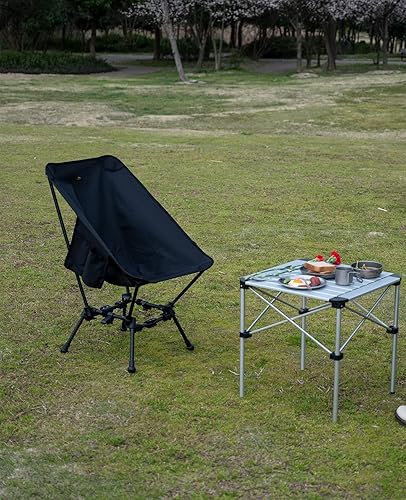 Miniatura 3 de iClimb 1 silla ligera compacta antihundimiento de dos alturas y 1 paquete de mesa plegable, ultraligero y compacto para adultos, al aire libre,