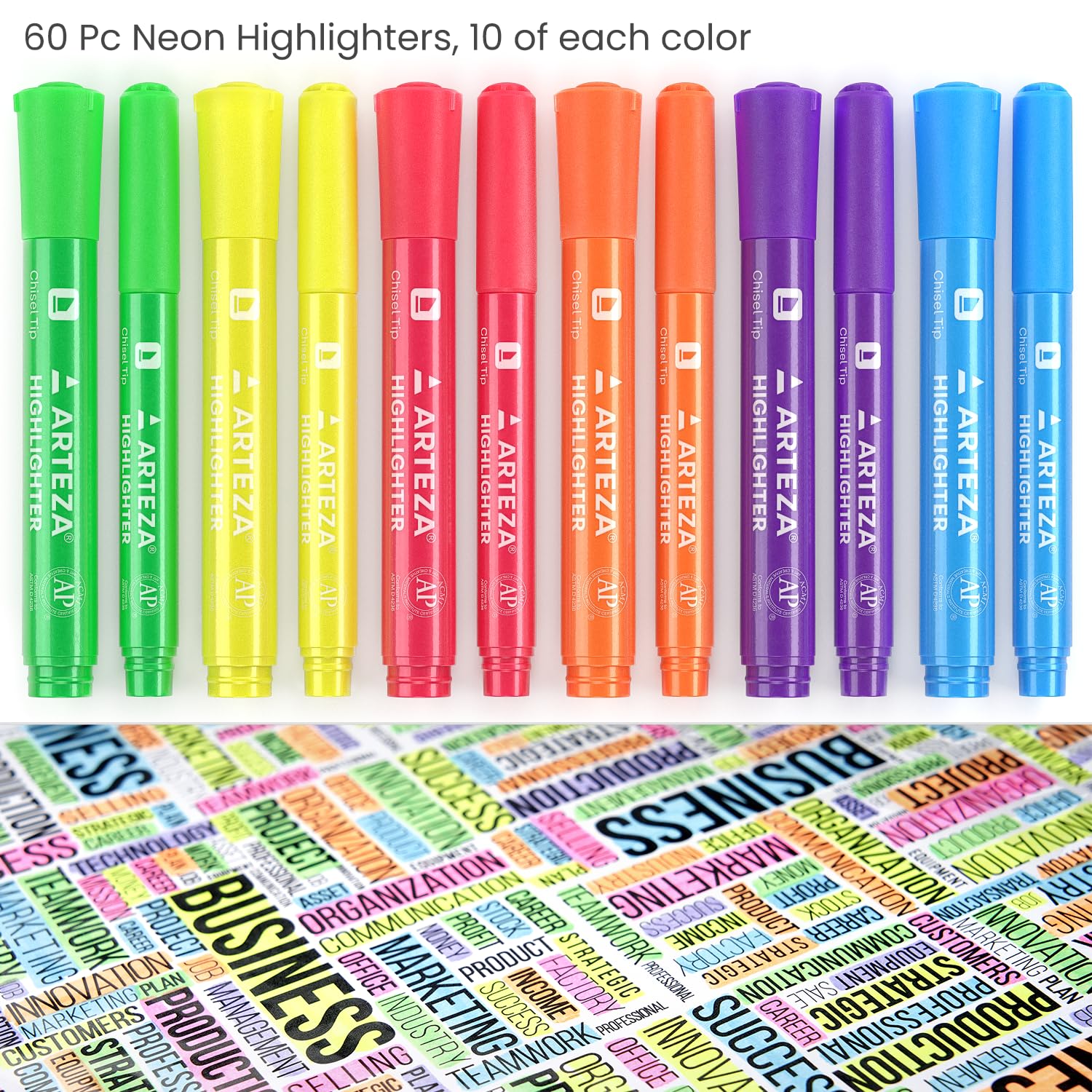Amazon.com: ARTEZA Highlighters Assorted Colors, Set of 60, Wide