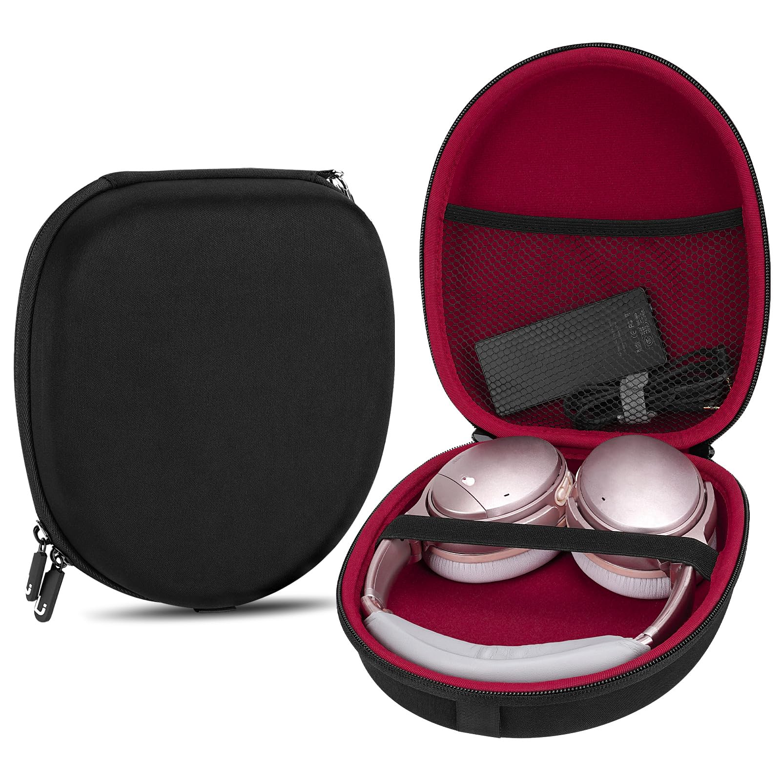Linkidea Headphones Carrying Case Compatible with Bose QC Ultra, QC 45, QC35 II, QC25, QC15, QCSE Case, Protective Hard Shell Travel Bag with Cable, Charger Storage (Black)