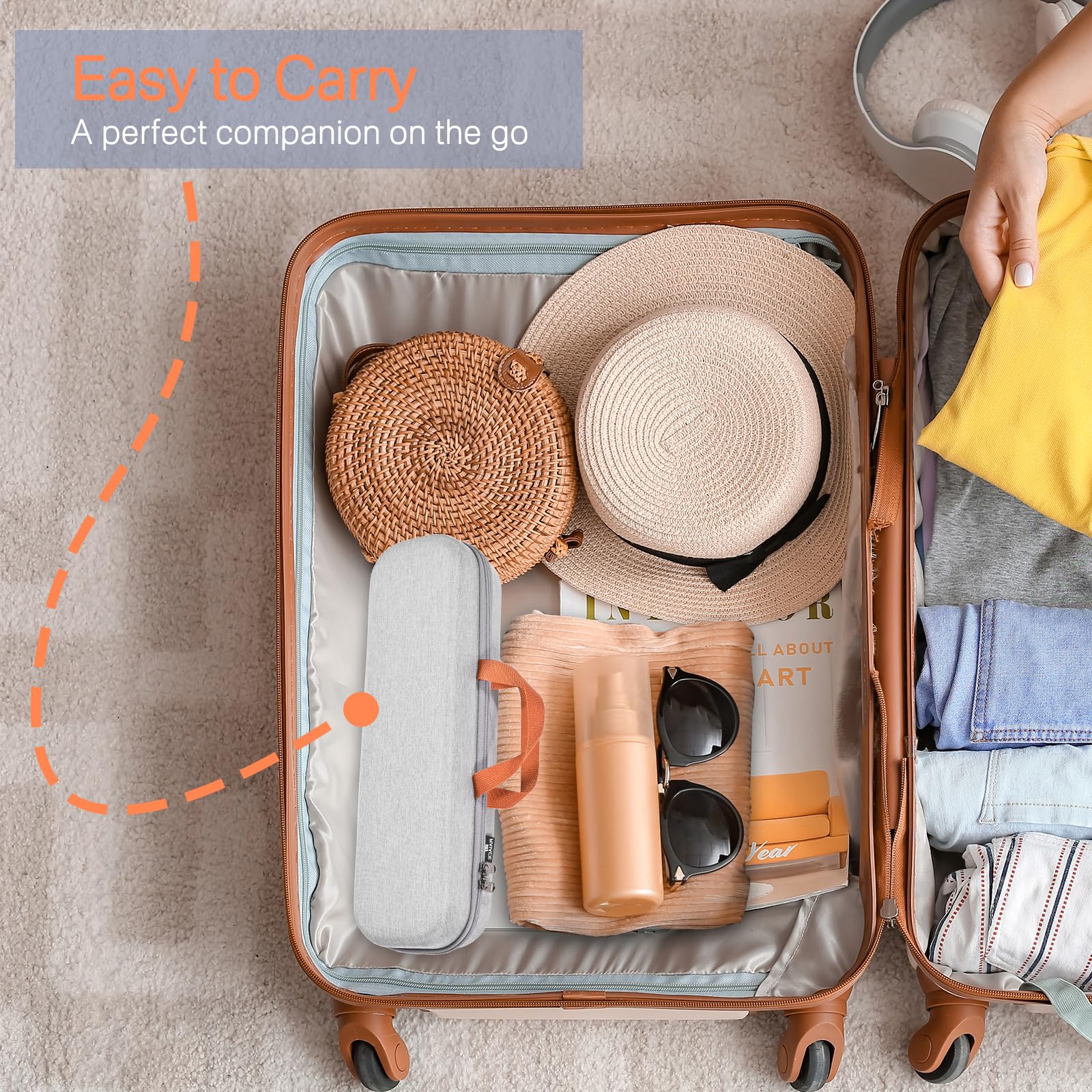 RAIACE Estuche rígido de Transporte Compatible con la Plancha de Pelo Dyson Airstrait, Bolsa de Almacenamiento para Viajes. (Solo se Vende el Estuche) - Gris